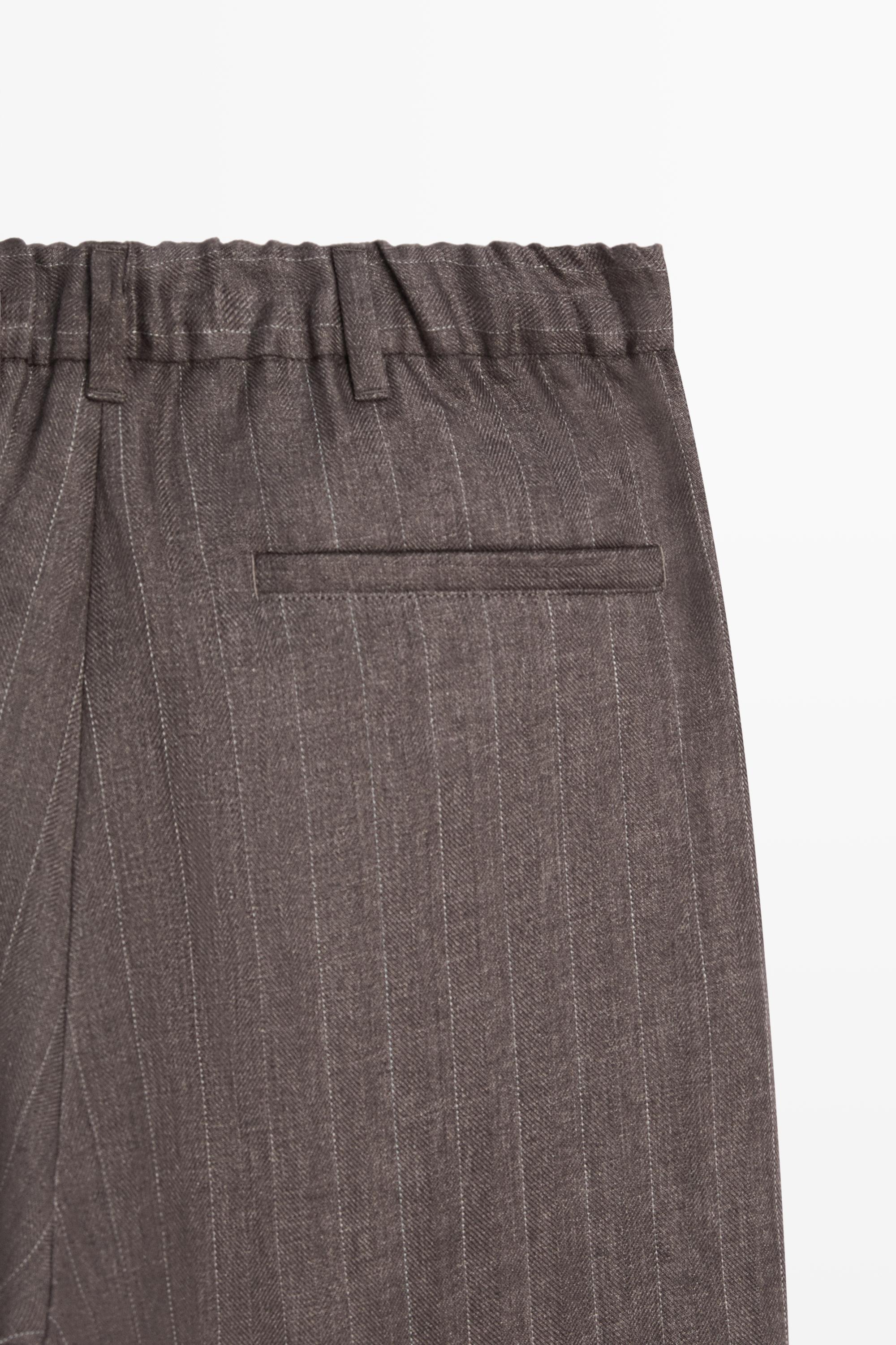 100% linen striped straight-leg pants